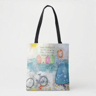 Freunde sind Engel Zitat Illustration Tasche
