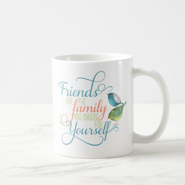 Freunde sind Familie, die Sie Typografie-Foto Kaffeetasse (Rechts)