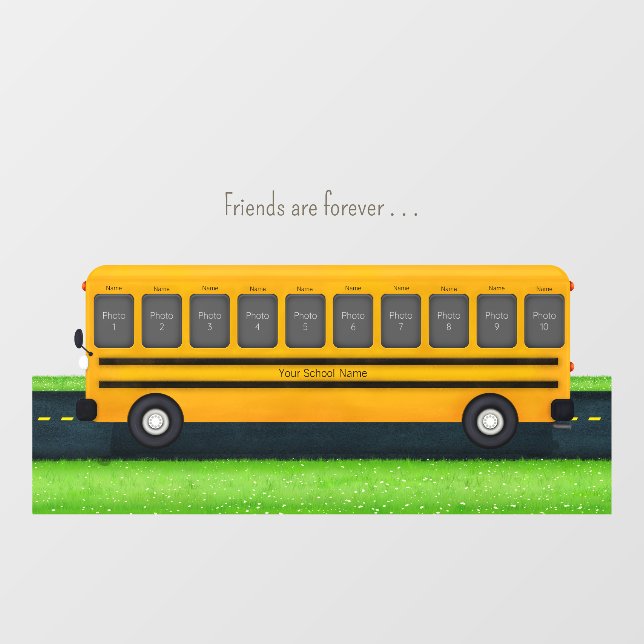 Freunde sind Forever School Bus 10 Foto Rahmen Fensteraufkleber (Blatt)