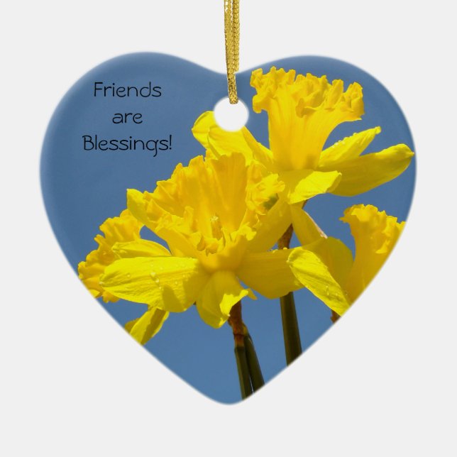 Freunde sind Segen! Verzierungsgeschenke Narzissen Keramikornament (Vorne)