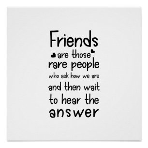Freunde sind seltene Menschen Friendship Zitat Bla Poster