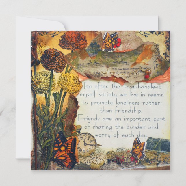 Freunde sind wichtige Mixed Media Art Collage (Vorderseite)