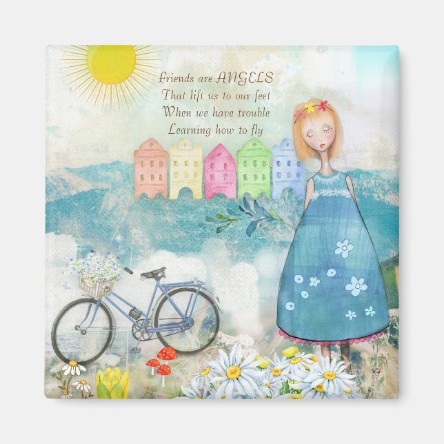 FREUNDE SIND WIE ANGELS SQUARE MAGNET (Vorne)