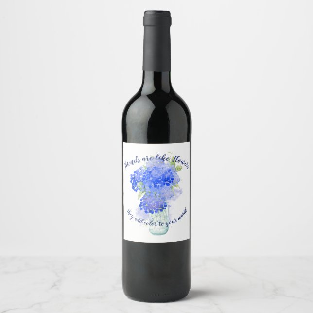 Freunde sind wie Blume Freundschaftspreisgeschenk Weinetikett (Vorderseite)