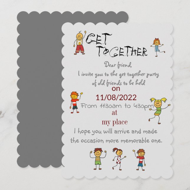 Freunde treffen sich einladung (Vorne/Hinten)