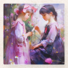 Freunde und Blume 2 Glasuntersetzer