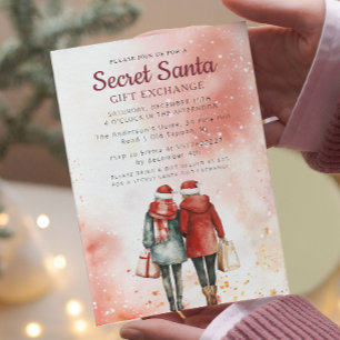 Freunde und Geschenktaschen Geheimnis Santa Pink P Einladung