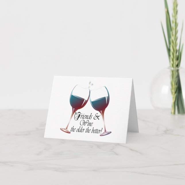 Freunde und Wein, je älter, je besser, Karte (Vorderseite)