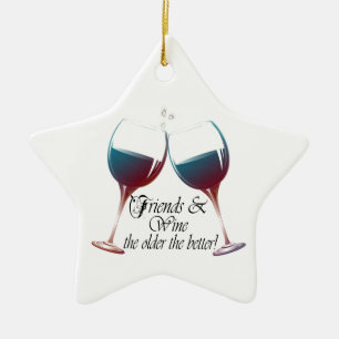 Freunde und Wein-je ältere desto bessere Weinkuns Keramikornament