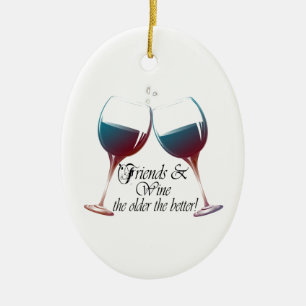 Freunde und Wein-je ältere desto bessere Weinkuns Keramikornament