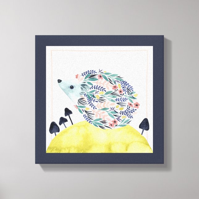 Freunde von Clementine | Folk Art Hedge Hog Leinwanddruck (Vorderseite)