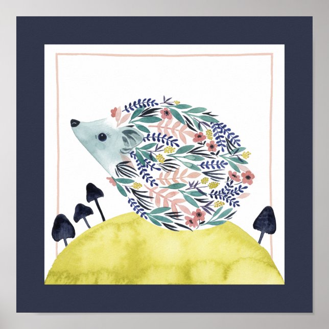 Freunde von Clementine | Folk Art Hedge Hog Poster (Vorne)