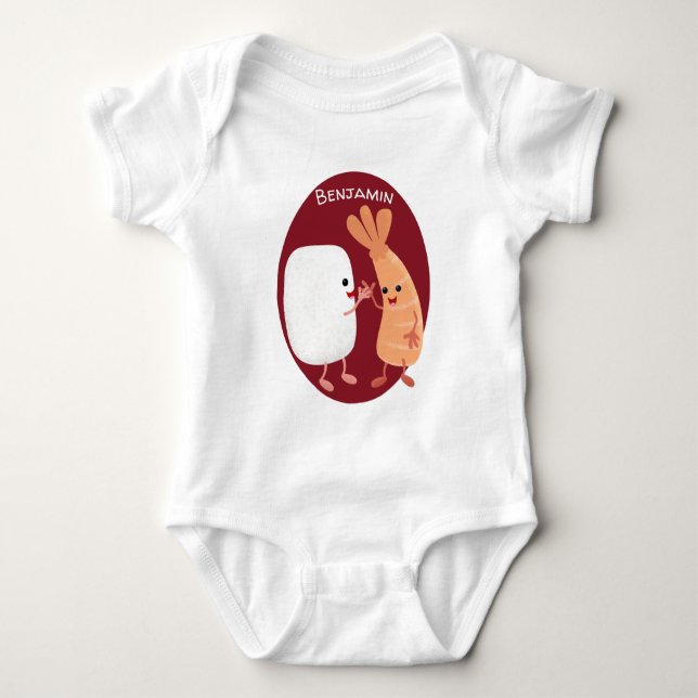 Freunde von niedlichem Sushi-Reis Cartoon Baby Strampler (Vorderseite)