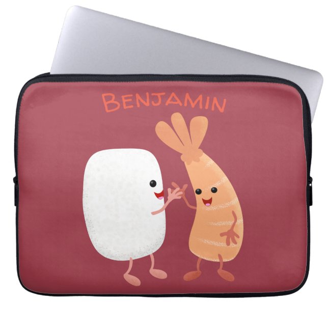 Freunde von niedlichem Sushi-Reis Cartoon Laptopschutzhülle (Vorderseite)