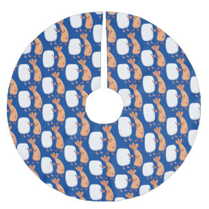 Freunde von niedlichem Sushi-Reis Cartoon Polyester Weihnachtsbaumdecke