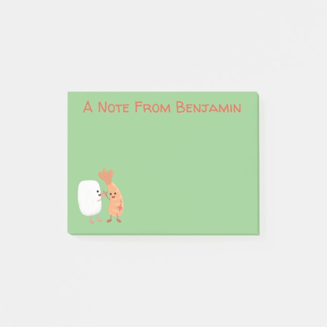 Freunde von niedlichem Sushi-Reis Cartoon Post-it Klebezettel (Vorderseite)