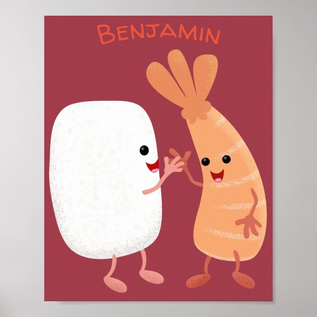 Freunde von niedlichem Sushi-Reis Cartoon Poster (Vorne)