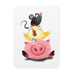 Freunde von Piggy Chick and Mouse Magnet Spaß