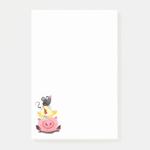 Freunde von Schweinehähnchen und Maus Funny Sticky Post-it Klebezettel