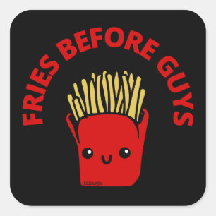 FREUNDE VOR TYP lustige Pommes frites pun Quadratischer Aufkleber