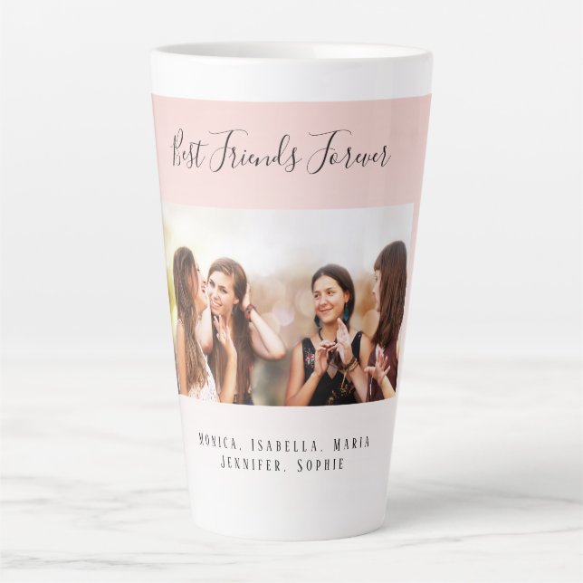 Freunde werden für immer rosafarbenes Foto Milchtasse (Vorderseite)