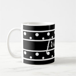 Freunde White Polka Dots Black Kaffeetasse