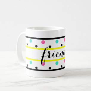 Freunde Yellow Pink Türkis Polka Dots Kaffeetasse