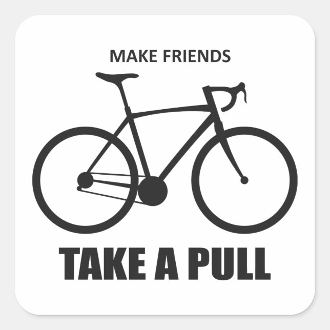 Freunde zum Fahrradfahren machen Quadratischer Aufkleber (Vorderseite)