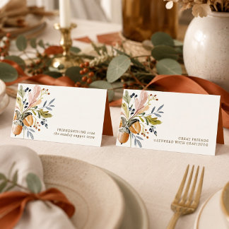 Freundesdankfest-Dinner-Aquarell-Herbstblätter Platzkarte