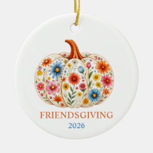 Freundesdankfest-personalisierter Blumenkürbis  Keramik Ornament