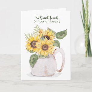 Freundesjubiläum Sonnenblumen Krug Warme Liebe Karte