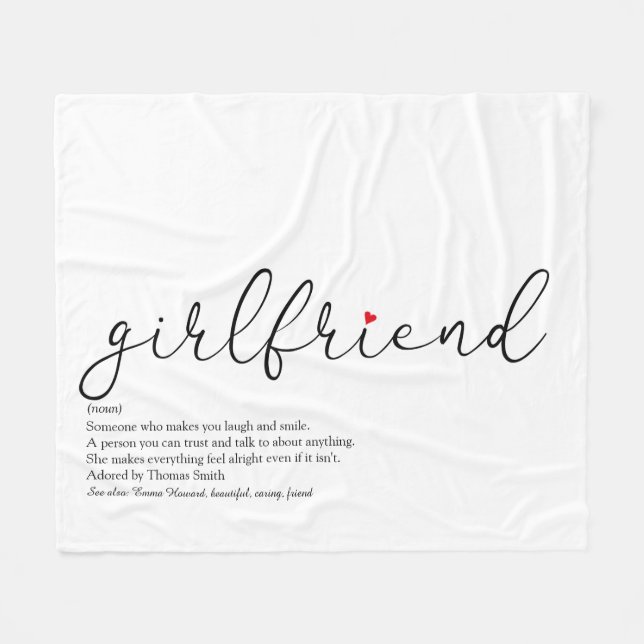 Freundin Definition Chic Script Rot Herz Liebe Fleecedecke (Vorderseite (Horizontal))