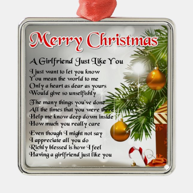 Freundin-Gedicht - Weihnachtsentwurf Ornament Aus Metall (Vorne)