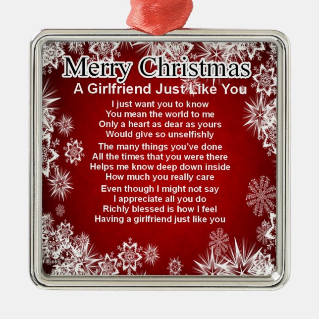 Freundin-Gedicht - Weihnachtsentwurf Silbernes Ornament (Vorne)