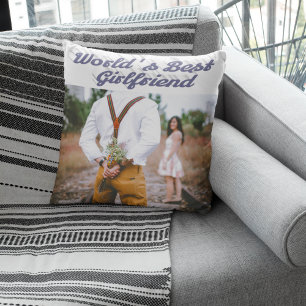 Freundin mit grauem Skript-Foto Kissen