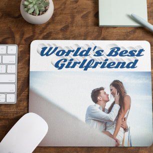 Freundin mit Meeresblau-Typografie-Foto Mousepad