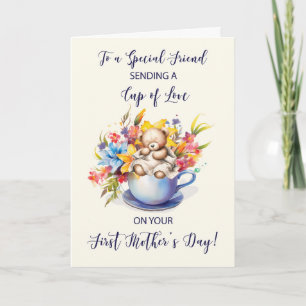Freundinnen Erste Mütter Tag Cup Cup Liebe Blume B Karte