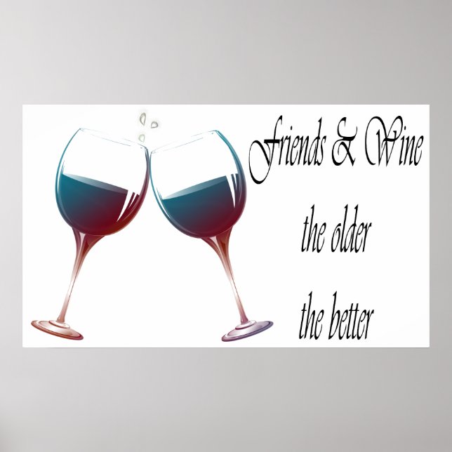 Freundinnen und Wine Älter, der lustigere Druck Poster (Vorne)