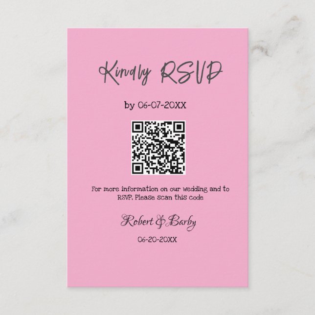 freundlich Hochzeit RSVP Scan QR-Code einfach mode Begleitkarte (Vorderseite)