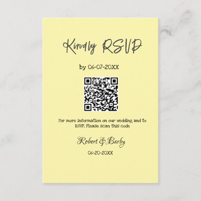 freundlich Hochzeit RSVP Scan QR-Code einfach mode Begleitkarte (Vorderseite)