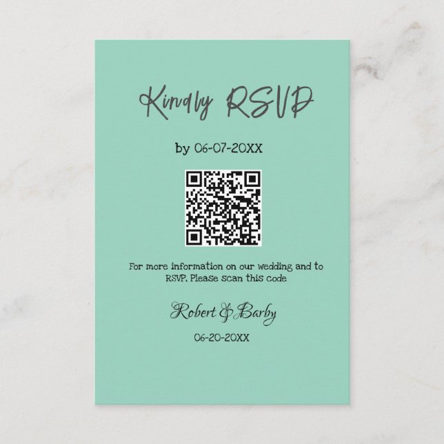 freundlich Hochzeit RSVP Scan QR-Code einfach mode Begleitkarte (Vorderseite)