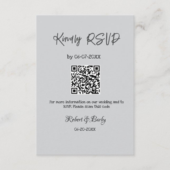 freundlich Hochzeit RSVP Scan QR-Code einfach mode Begleitkarte (Vorderseite)