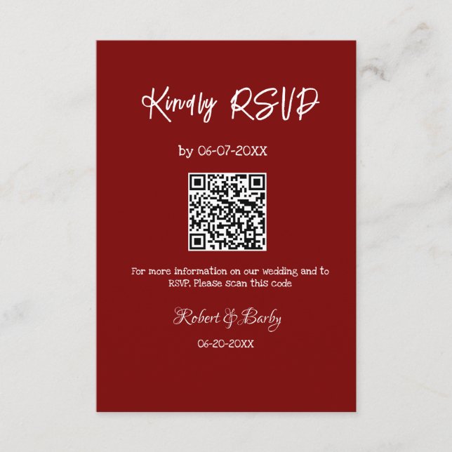 freundlich Hochzeit RSVP Scan QR-Code einfach mode Begleitkarte (Vorderseite)