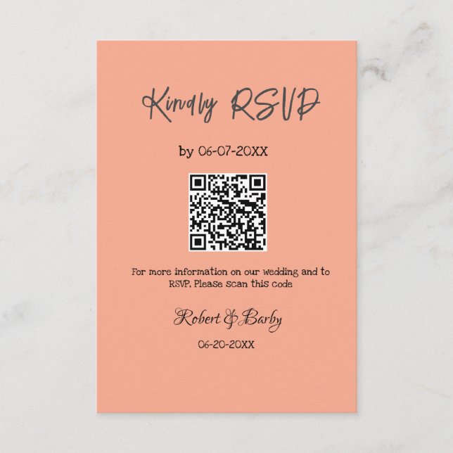 freundlich Hochzeit RSVP Scan QR-Code einfach mode Begleitkarte (Vorderseite)