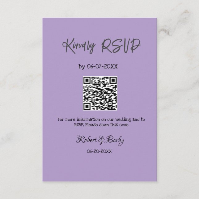 freundlich Hochzeit RSVP Scan QR-Code einfach mode Begleitkarte (Vorderseite)