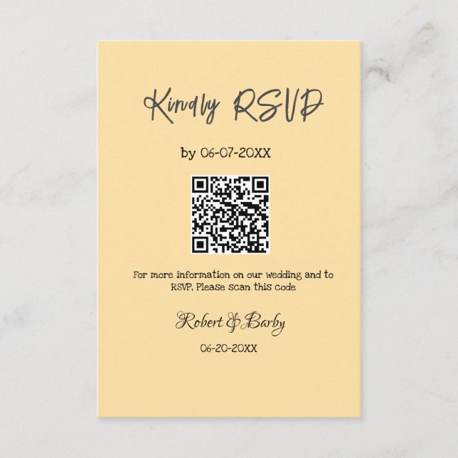freundlich Hochzeit RSVP Scan QR-Code einfach mode Begleitkarte (Vorderseite)