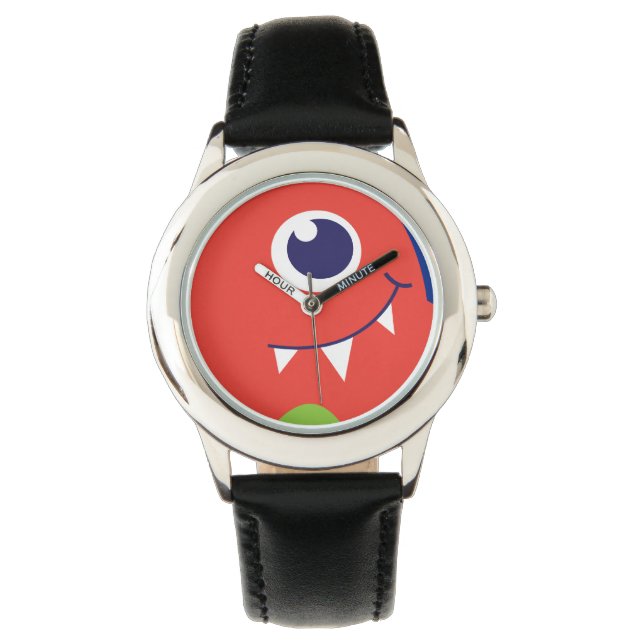Freundliche Alien sieht Orangenkinder zu Armbanduhr (Vorderseite)