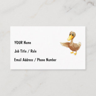 Freundliche Cartoon-Ente mit Kontaktinformationen Visitenkarte
