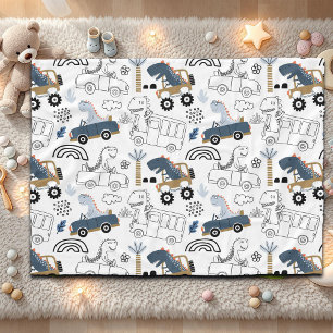 Freundliche Dinosaurier in Cars Pattern Fleecedecke
