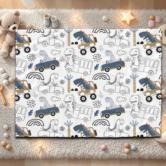 Freundliche Dinosaurier in Cars Pattern Fleecedecke (Von Creator hochgeladen)